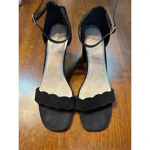 Mari A Women’s 10M Black Wedding Church Summer Scalloped Block Platform Sandals